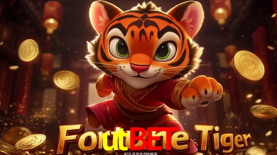 O carismático mascote do jogo de slot Fortune Tiger, um tigre fofo em pose de artes marciais, pronto para trazer sorte e multiplicadores de ganhos no cassino online utbet.