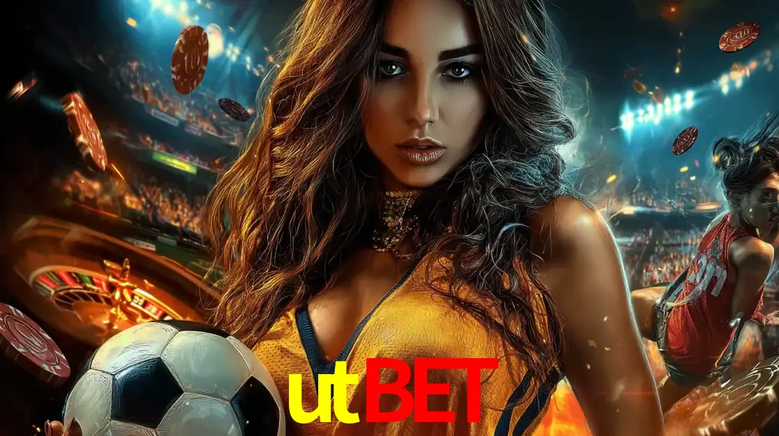 Mulher segurando uma bola de futebol em uma montagem que mistura a paixão esportiva com a emoção da roleta de cassino, tudo disponível na plataforma utbet.